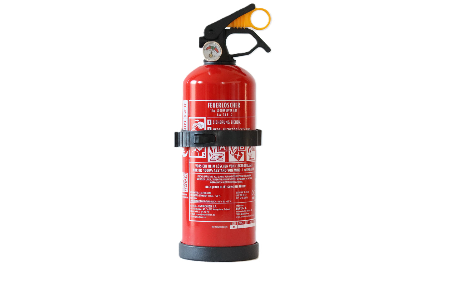 Exdinger ABC-Pulverfeuerlöscher 1 kg (GP-1X) – mit Halterung & Manometer